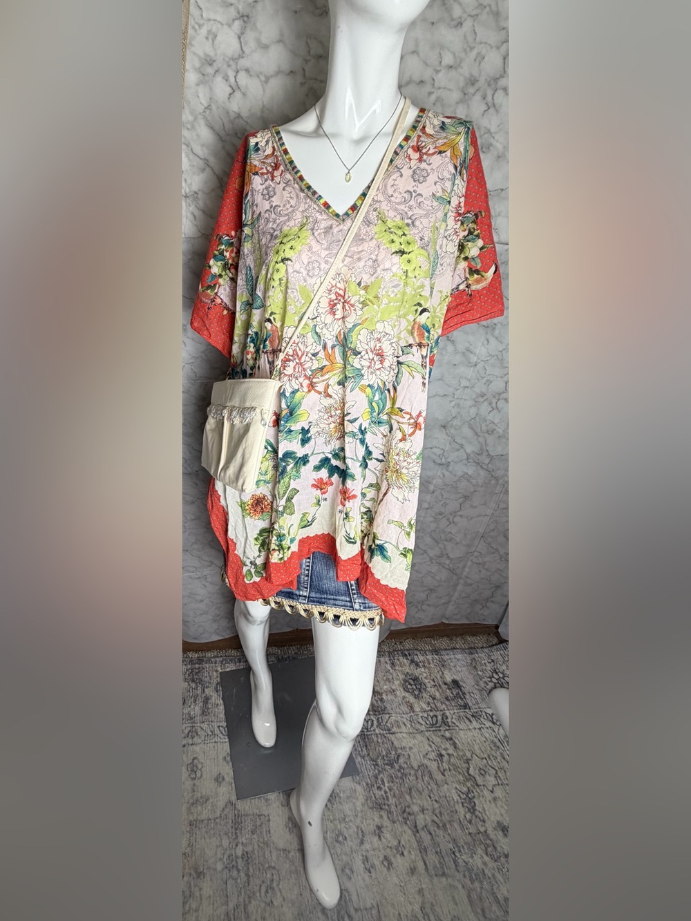 Johnny Was Multicolor Floral Spring Summer Tunic One Size Fits All - Picture 14 of 14